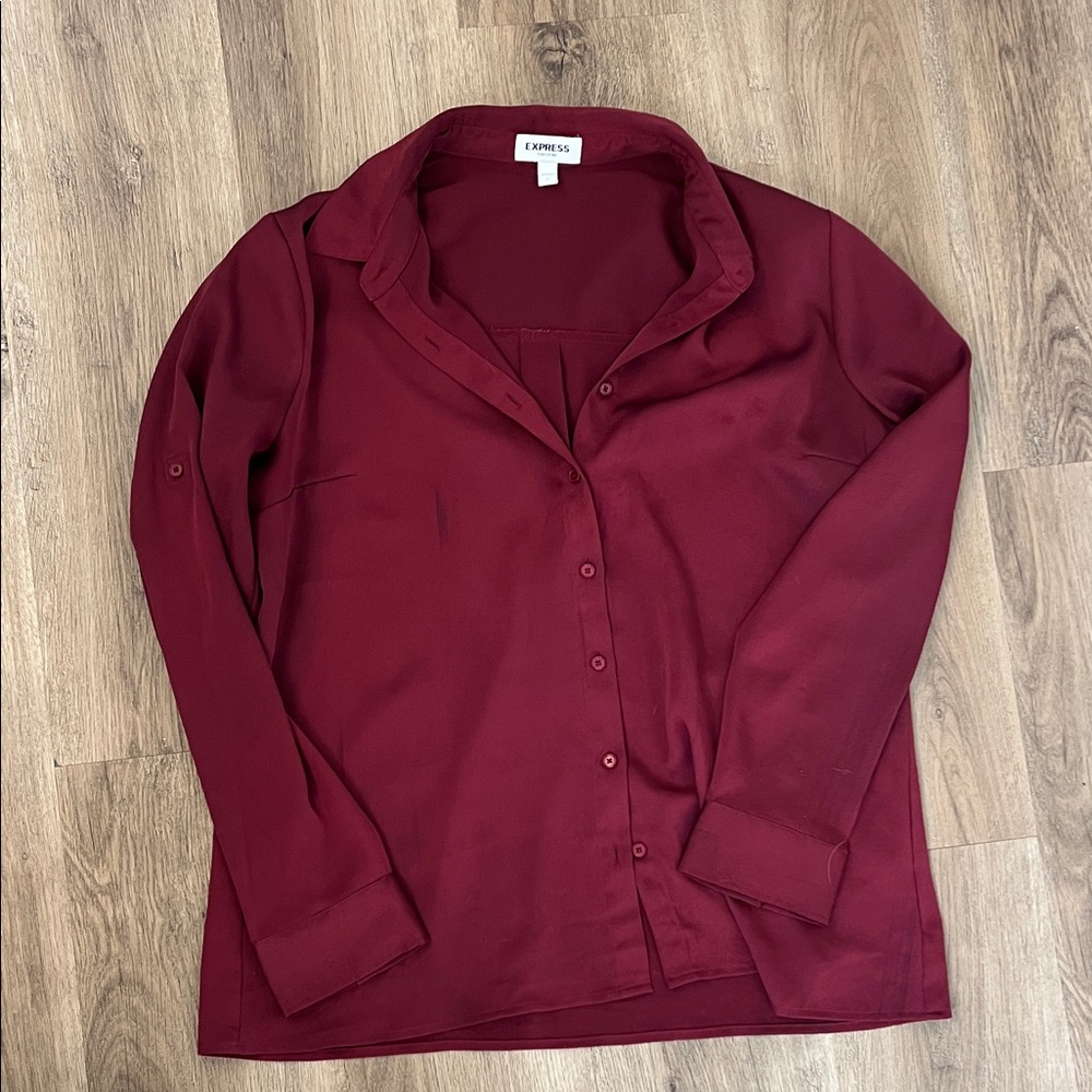 Express Deep Red Long Sleeve Shirt
